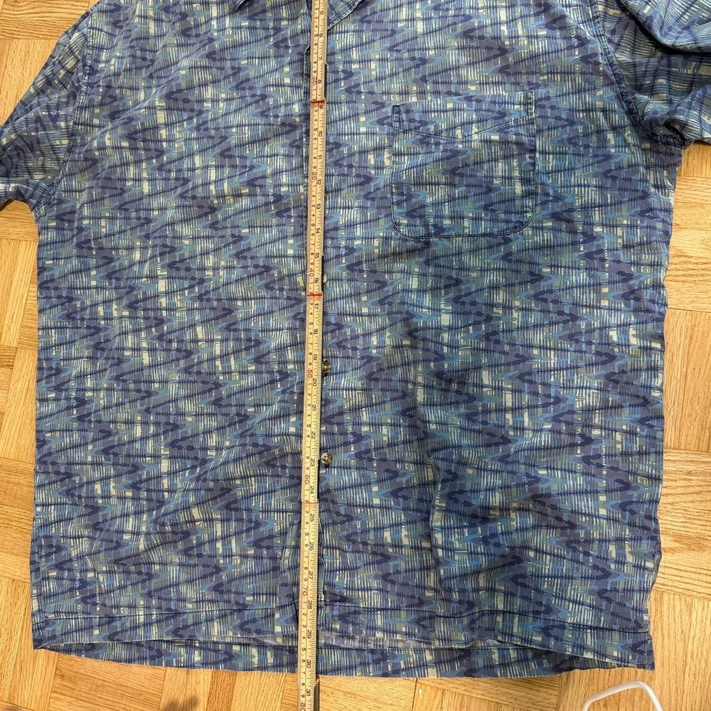 ✨3 for $20 VTG Van Heusen XL Blue Geometric Abstract Print Short Sleeve Button - Picture 10 of 10